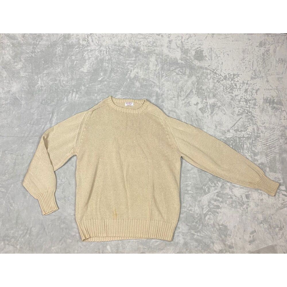 VTG Brooks Brothers Men's Cotton Knit Crewneck Sweater Beige Size 42
